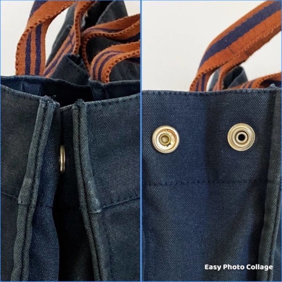 HERMES Distressed Navy Striped
Fourre Tout PM Tote Bag Set of 2 - Picture 5 of 16